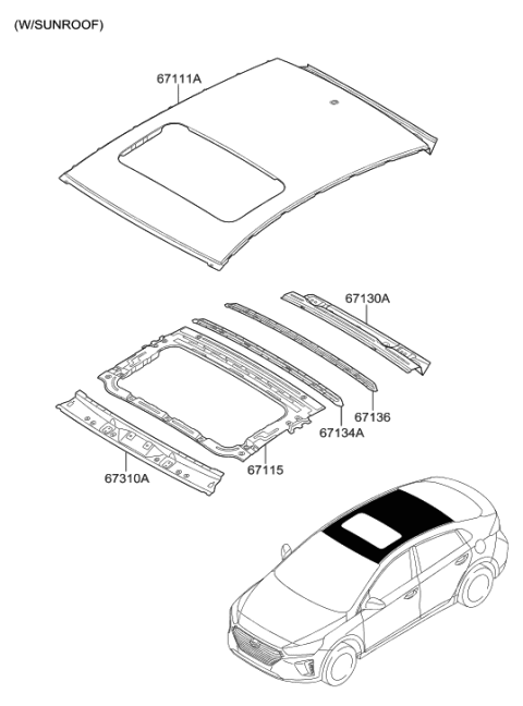 2017 Hyundai Ioniq Hybrid Roof Panel Diagram 2