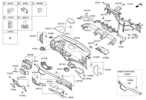 2018 Hyundai Ioniq Panel Assembly-Cluster Facia,Upper Diagram for 84835-G2100-YGE