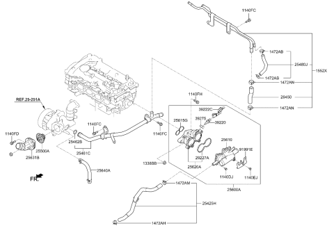 2019 Hyundai Ioniq Hybrid Coolant Pipe & Hose Diagram