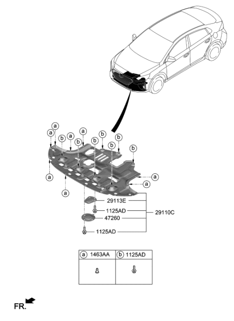 2018 Hyundai Ioniq Panel Assembly-Under Cover Diagram for 29110-G2000