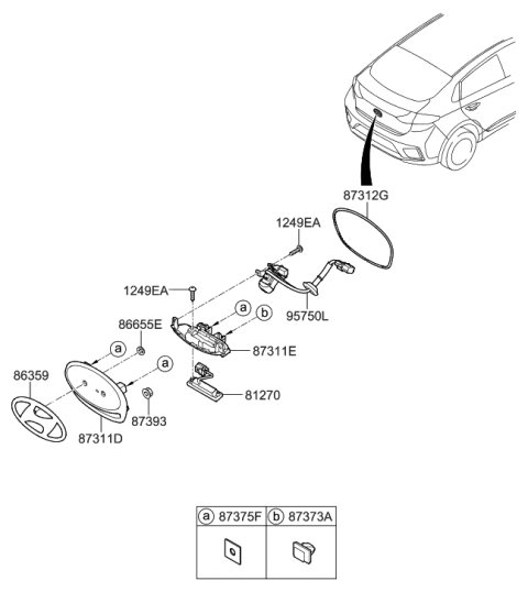 2018 Hyundai Ioniq Rear Symbol Mark Emblem Diagram for 86301-G2000