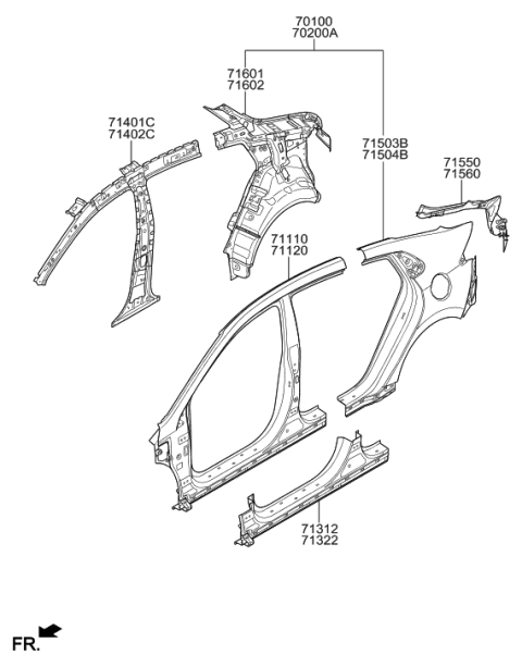 2019 Hyundai Ioniq Panel Assembly-Quarter Outer,LH Diagram for 71503-G2C11