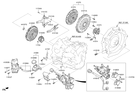 2019 Hyundai Ioniq Actuator-Engine Clutch Diagram for 41050-2B001