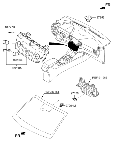 2020 Hyundai Accent Heater Control Assembly Diagram for 97250-G2070-WMP