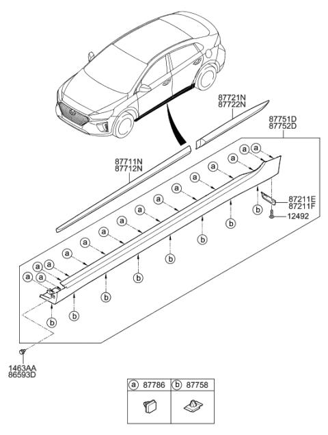 2019 Hyundai Ioniq Body Side Moulding Diagram