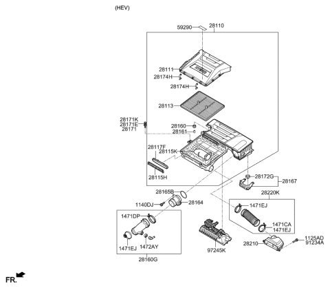 2018 Hyundai Ioniq Engine Air Filter Diagram for 28113-G2100