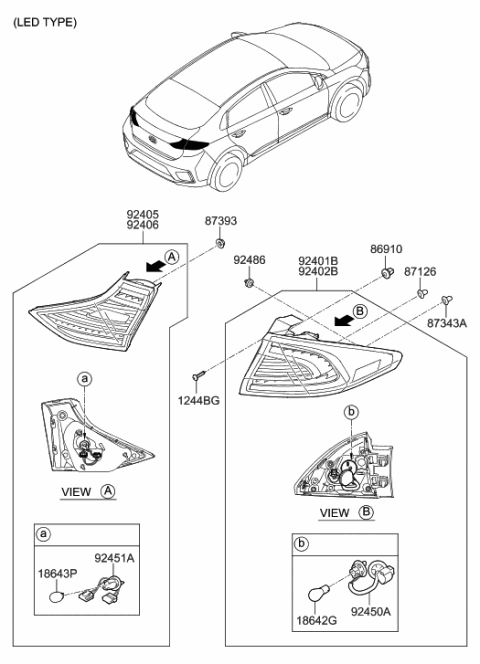 2017 Hyundai Ioniq Hybrid Rear Combination Lamp Diagram 2