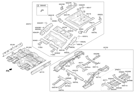 2018 Hyundai Ioniq Extension-Rear Floor Side,RH Diagram for 65586-G2000