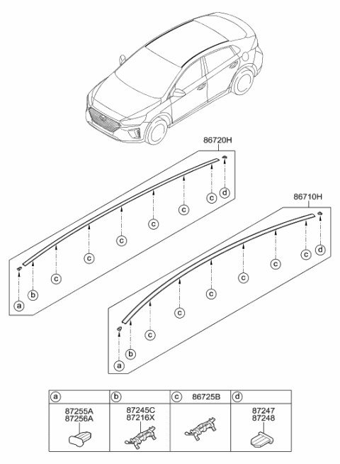 2017 Hyundai Ioniq Hybrid Roof Garnish & Rear Spoiler Diagram 1