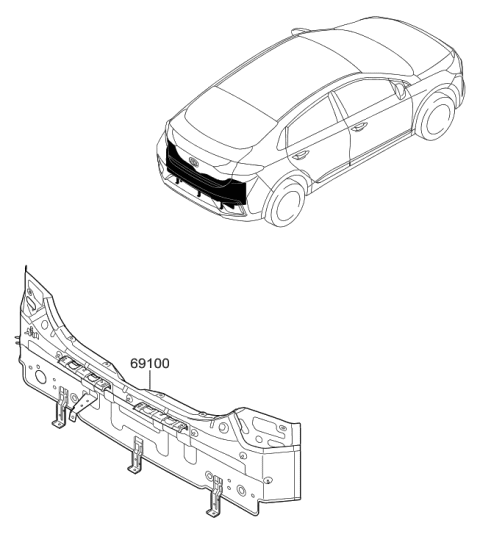 2017 Hyundai Ioniq Hybrid Back Panel & Trunk Lid Diagram