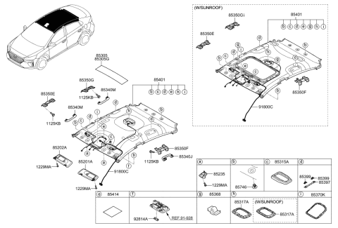 2019 Hyundai Ioniq Sun Visor Assembly, Right Diagram for 85220-G2260-YGE