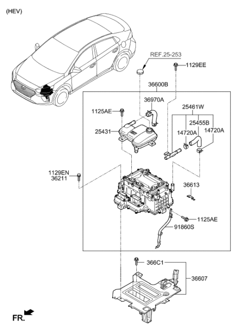 2022 Hyundai Elantra N Radiator Reservoir Assembly Diagram for 25430-G2500