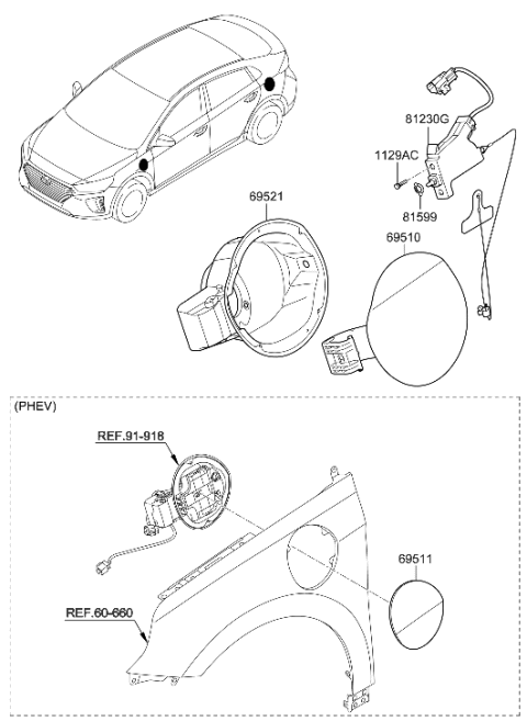 2017 Hyundai Ioniq Hybrid Fuel Filler Door Diagram