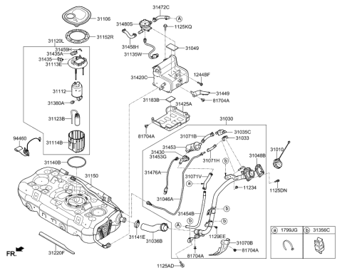 2019 Hyundai Ioniq Filler Neck Assembly-Fuel Diagram for 31030-G2500