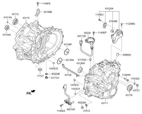 2019 Hyundai Ioniq Hybrid Transaxle Case-Manual Diagram