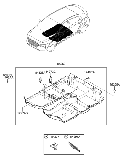 2018 Hyundai Ioniq Hybrid Floor Covering Diagram