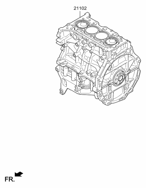 2018 Hyundai Ioniq Engine Assembly-Short Diagram for 2B042-03U00