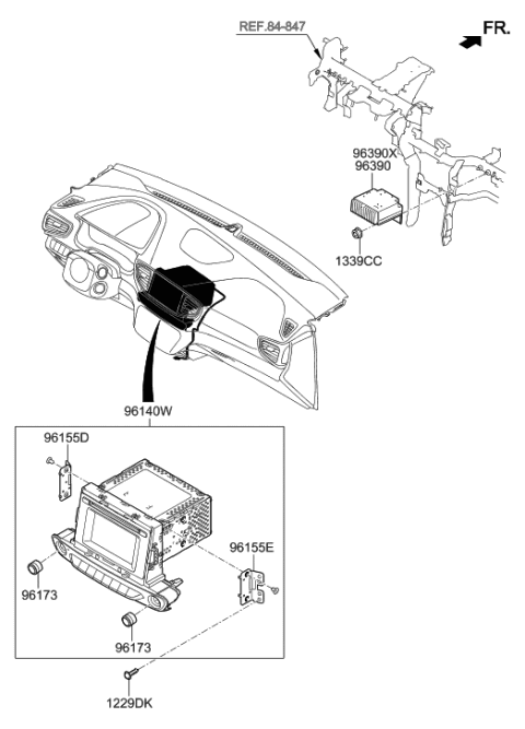 2019 Hyundai Ioniq Audio Assembly Diagram for 96160-G2000-PGB