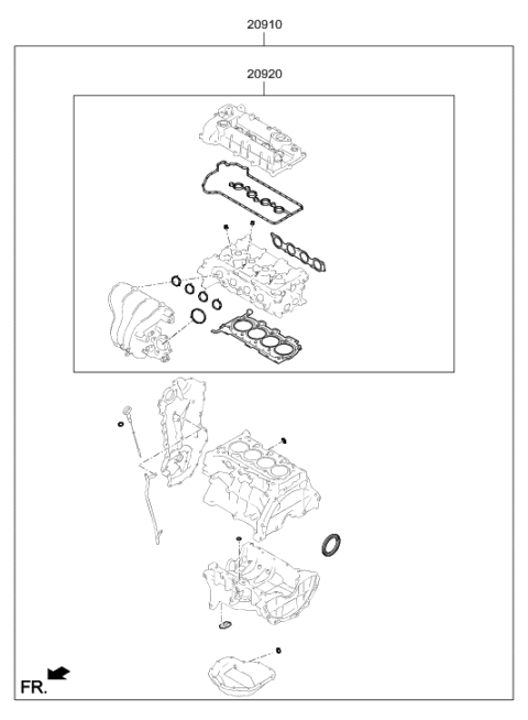 2017 Hyundai Ioniq Engine Gasket Kit Diagram