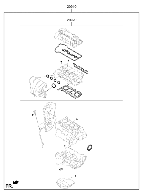 2019 Hyundai Ioniq Hybrid Engine Gasket Kit Diagram