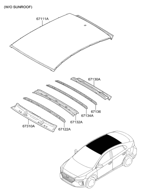 2017 Hyundai Ioniq Hybrid Roof Panel Diagram 1