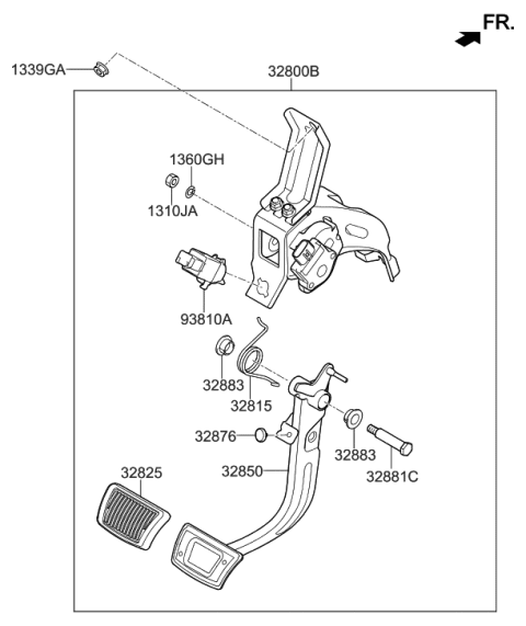 2019 Hyundai Ioniq Hybrid Brake & Clutch Pedal Diagram