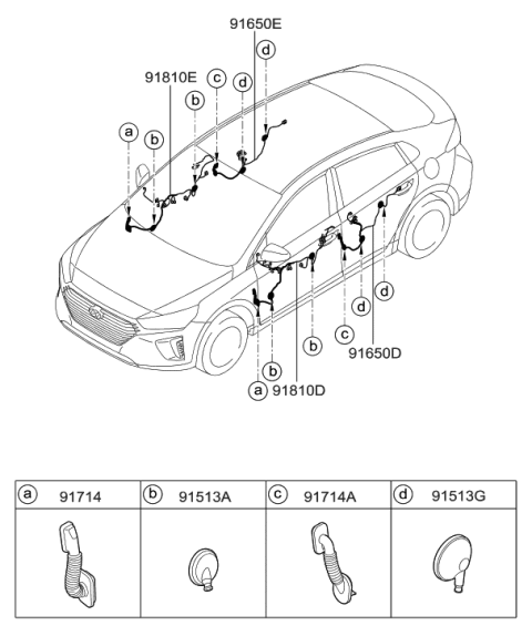 2018 Hyundai Ioniq Wiring Assembly-Front Door(Passenger) Diagram for 91610-G2880