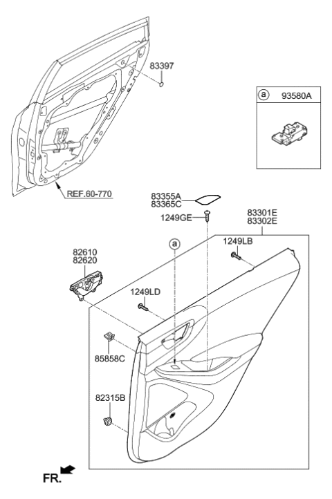 2019 Hyundai Ioniq Hybrid Rear Door Trim Diagram