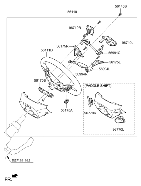 2018 Hyundai Ioniq Paddle Shift Switch Assembly, Right Diagram for 96780-G2000