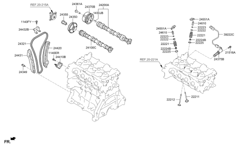 2017 Hyundai Ioniq Hybrid Camshaft & Valve Diagram