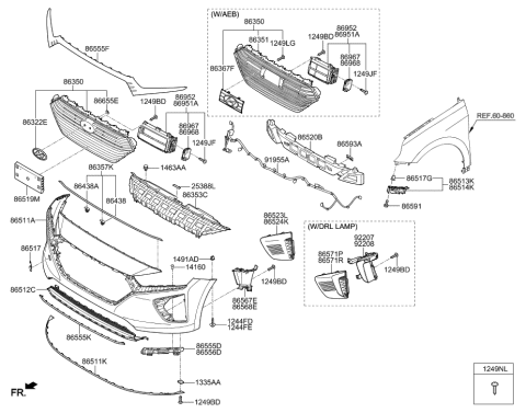 2019 Hyundai Ioniq MOULDING-Front Bumper,LH Diagram for 86563-G2050