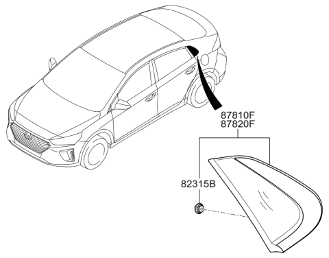 2017 Hyundai Ioniq Hybrid Quarter Window Diagram