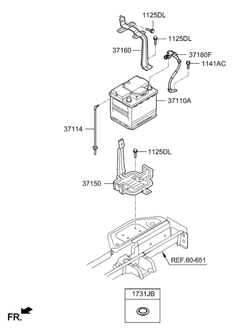 2017 Hyundai Ioniq Battery Sensor Assembly Diagram for 37180-G2100