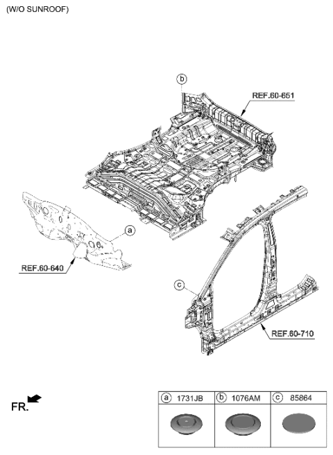 2023 Hyundai Tucson US Alabama made Sunroof Diagram 3