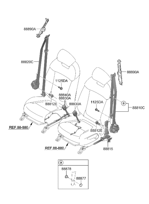 2022 Hyundai Tucson US Alabama made Front Seat Belt Diagram