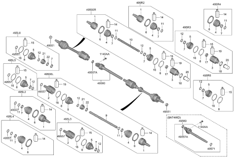 2006 Hyundai Elantra Boot Kit-Diff Side,LH Diagram for 495L5-CW000