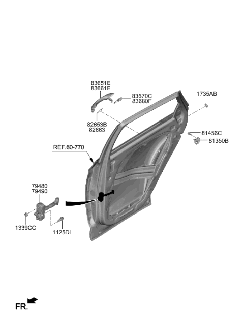 2023 Hyundai Tucson Checker Assembly-Rear Door,RH Diagram for 77990-N9000