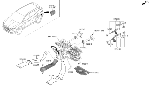 2023 Hyundai Tucson Duct-Rear Heating,LH Diagram for 97360-CW000