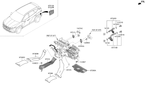 2022 Hyundai Tucson US Alabama made Heater System-Duct & Hose Diagram