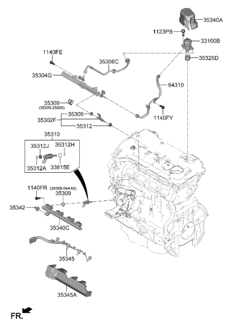 2022 Hyundai Tucson US Alabama made Throttle Body & Injector Diagram