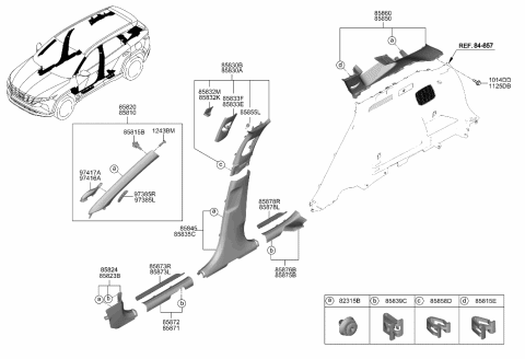 2023 Hyundai Tucson Trim Assembly-FR Pillar LH Diagram for 85810-CW000-MMH