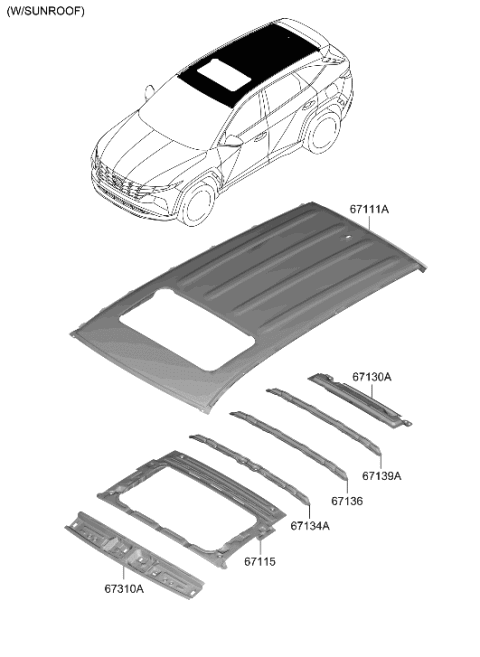 2022 Hyundai Tucson US Alabama made Roof Panel Diagram 2