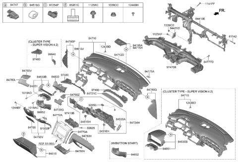 2023 Hyundai Tucson Panel Assembly-C/PAD UPR Driver Si Diagram for 84782-CW000-MMH