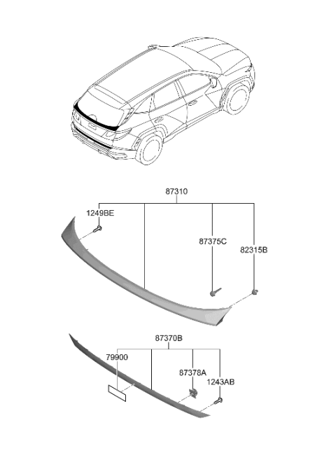 2022 Hyundai Tucson US Alabama made Back Panel Moulding Diagram
