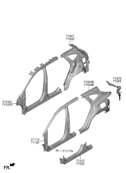 2023 Hyundai Tucson REINF Assembly-Side Complete,LH Diagram for 71110-CW000