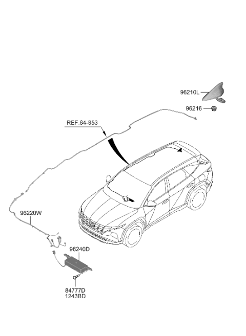 2022 Hyundai Tucson US Alabama made Antenna Diagram
