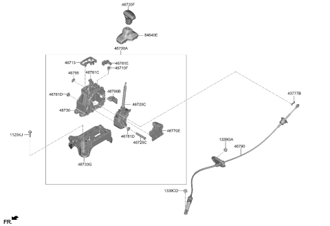 2022 Hyundai Tucson US Alabama made Shift Lever Control (ATM) Diagram 1
