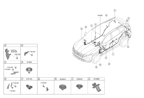 2022 Hyundai Tucson Wiring Assembly-Floor Diagram for 91500-CW370