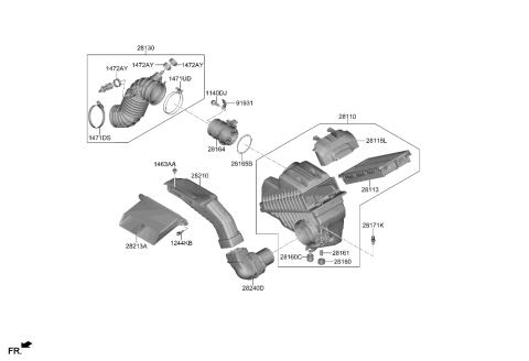 2003 Hyundai Elantra Duct Assembly-Air Diagram for 28210-CW200