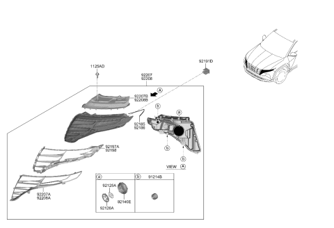 2022 Hyundai Tucson US Alabama made Head Lamp Diagram 1